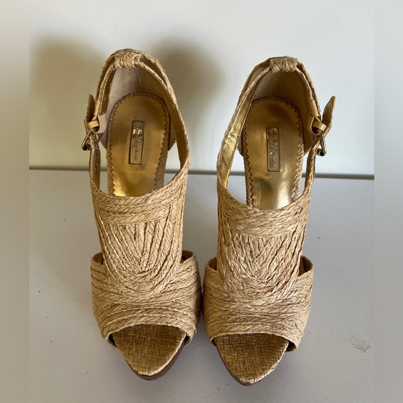 Report Signature Lucie 2 Platform Raffia Sandals Size 6 - Picture 2 of 12